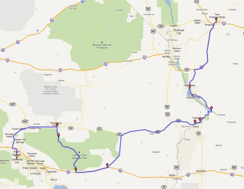 Map Palm Springs - Kingman