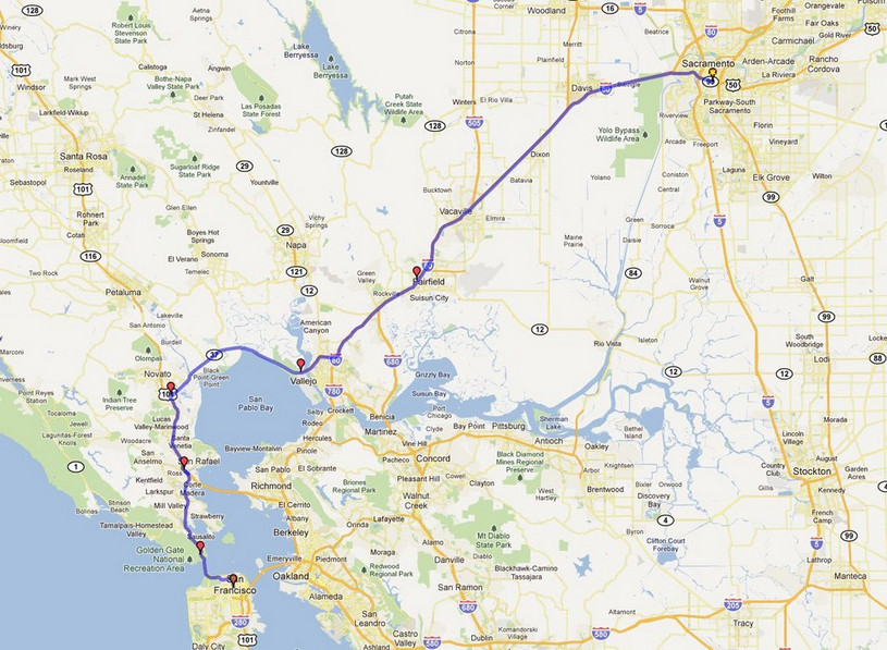 Sacramento - San Francisco Map