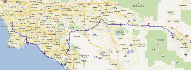 Map Los Angeles - Palm Springs