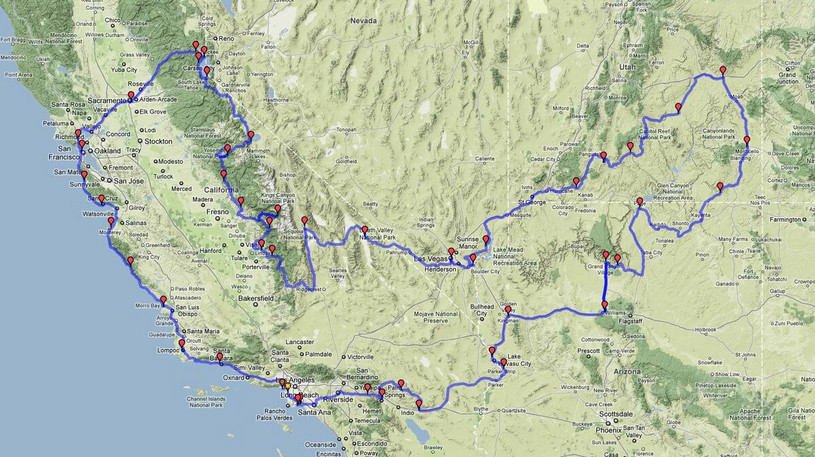 Gesamt Route USA Westen 2011